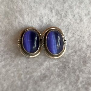 Blue Paua Shell Sterling Earrings